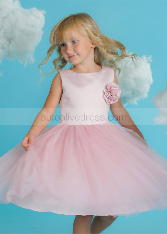 Rose Satin Tulle Flower Girl Dress Special Occasion Dress